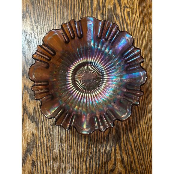 Vintage Northwood Carnival Glass Dark Marigold Ripple - Picture 5 of 8